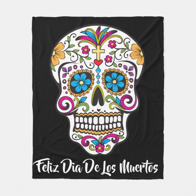 Couverture Polaire Cute crâne de sucre Joyeux Jour des Morts (Devant)