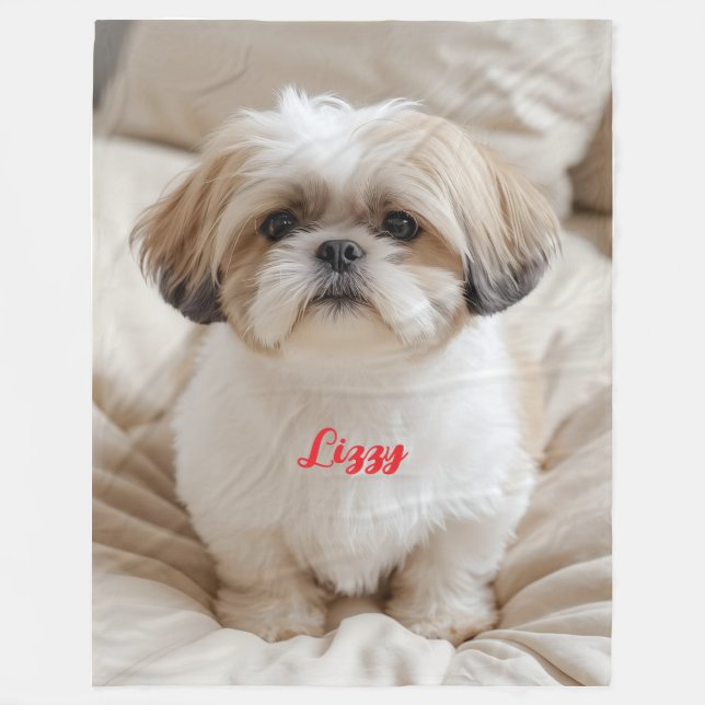 Couverture Polaire Cute Cute Shih Tzu Personnalisé (Devant)