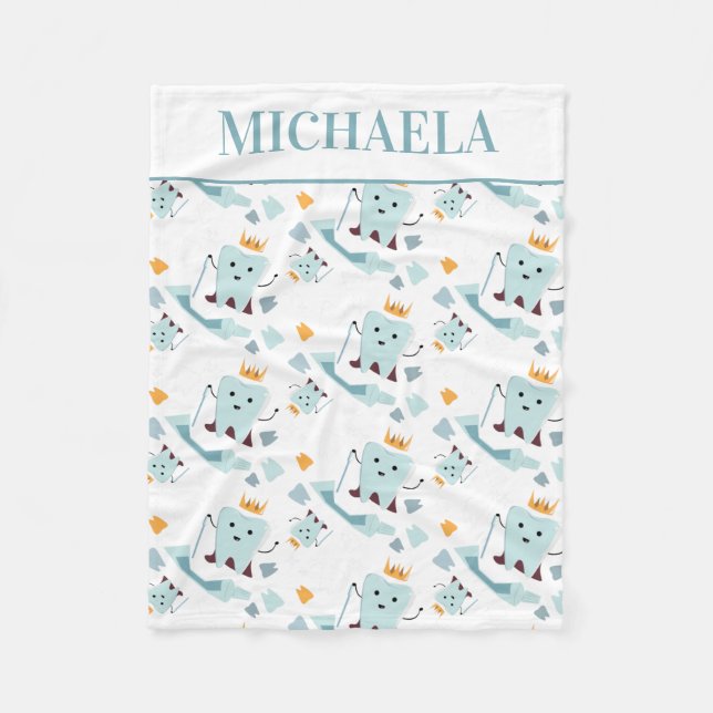 Couverture Polaire Cute Dentiste Dental Hygiéniste Motif dentaire Bla (Devant)