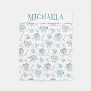 Couverture Polaire Cute Dentiste Dental Hygiéniste Motif dentaire Bla