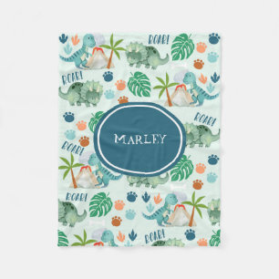 Couverture Polaire Cute Dinosaur Motif Enfants Monogramme