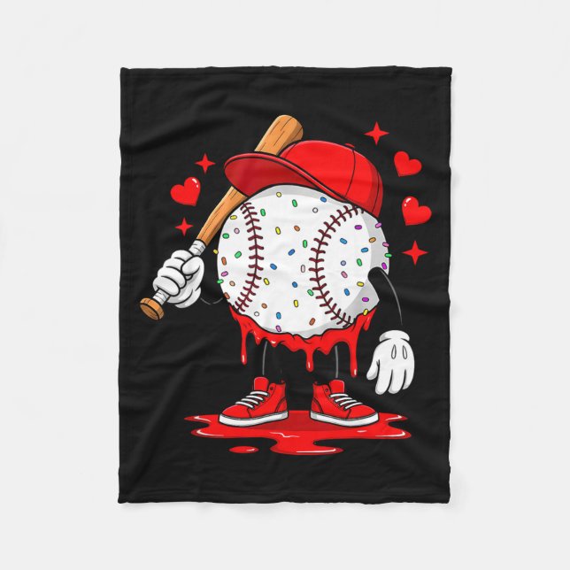 Couverture Polaire Cute Dripng Baseball Lover Valentines Day Boys Kid (Devant)