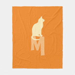 Couverture Polaire Cute drôle Chat Monogram Blanche
