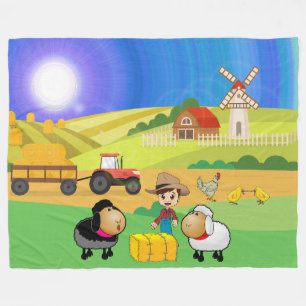 Couverture Polaire Cute ferme, moutons et poussins