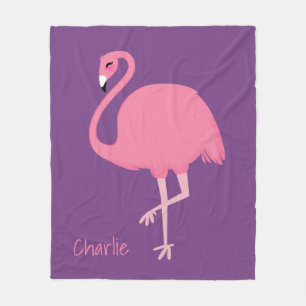 Couverture Polaire Cute Flamant rose personnalisé nom fleece couvertu
