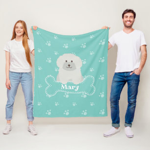 Couverture Polaire Cute Fluffy Poodle blanc Amoureux des chiens chiot