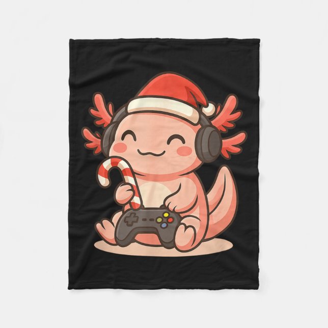 Couverture Polaire Cute Gamer Axolotl Christmas Design  (Devant)