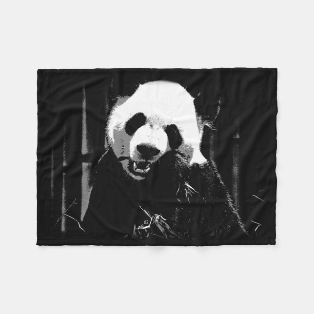 Couverture Polaire Cute Giant Panda Ours avec savoureux Feuilles Bamb (Devant (Horizontal))
