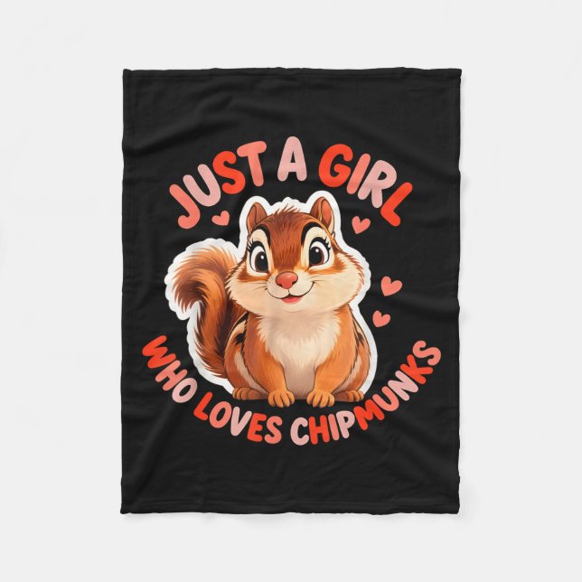 Couverture Polaire Cute Girl Loves Chipmunks Costume Kids Boys Girls  (Devant)