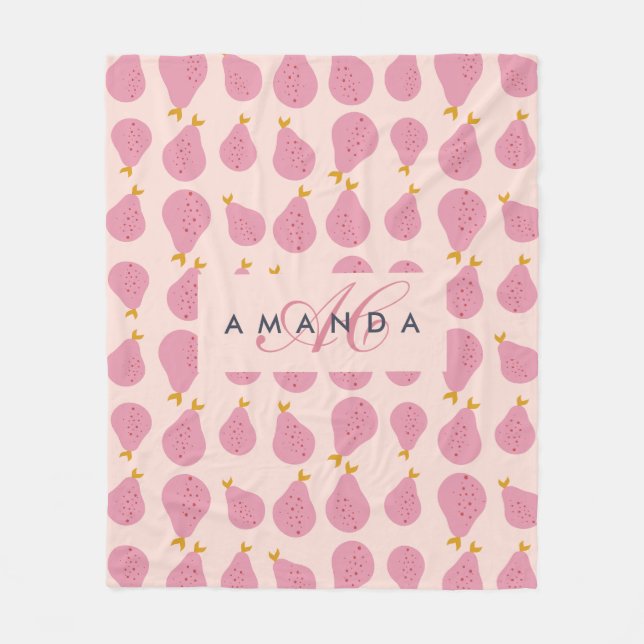 Couverture Polaire Cute Girly Feminine Pear Monogramme Cadeaux Initia (Devant)