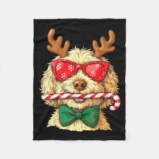 Couverture Polaire Cute Goldendoodle Dogs Christmas Lights Golden Doo (Devant)