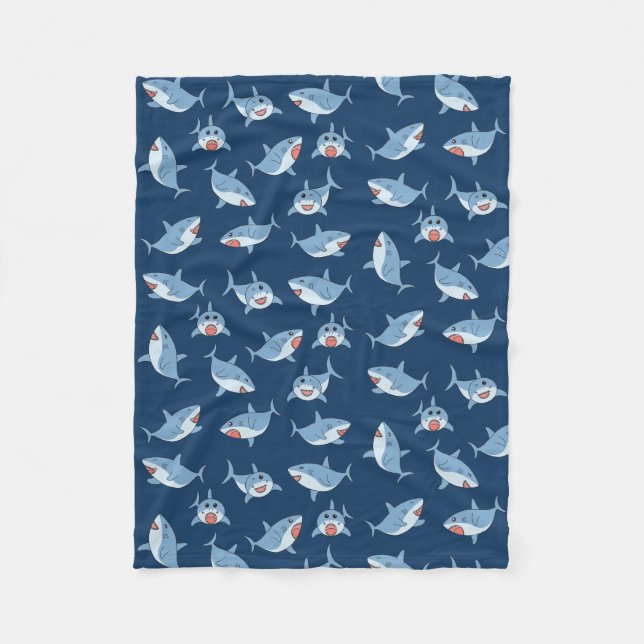 Couverture Polaire Cute Great White Sharks Motif Océan (Devant)