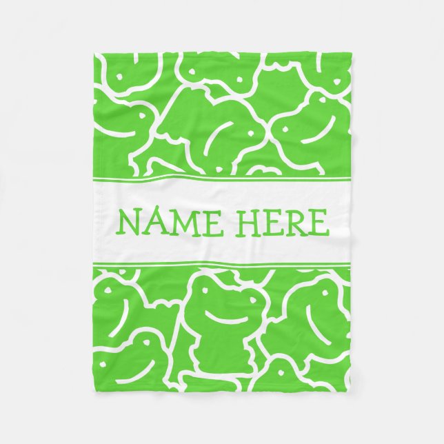 Couverture Polaire Cute Green Cartoon Frogs Nom des enfants (Devant)