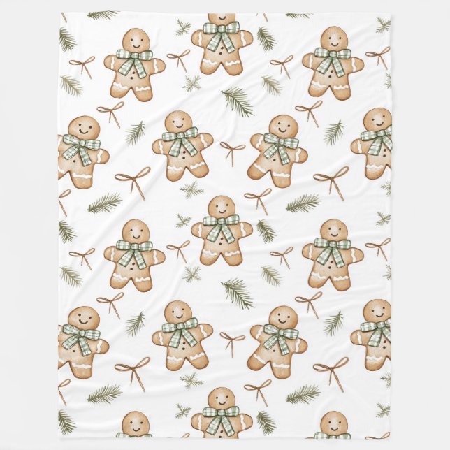 Couverture Polaire Cute Green Cream Gingerbread Cookies Christmas (Devant)