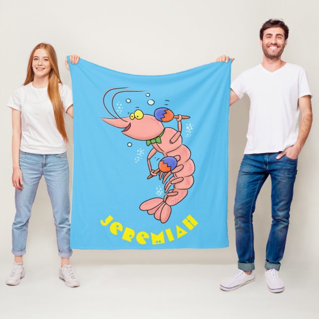 Couverture Polaire Cute happy shrimp, dessin animé de crevettes (En situation)