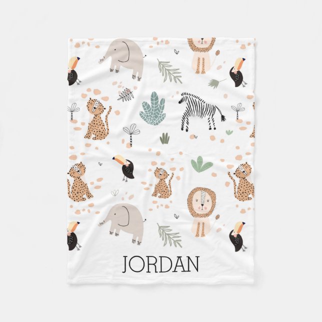 Couverture Polaire Cute Jungle Rainforest Animaux Motif (Devant)
