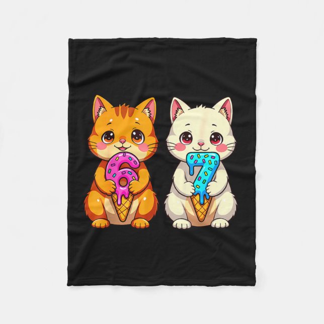 Couverture Polaire Cute Kawaii Cats Neko 67 Drip Meme Funny Six Seven (Devant)