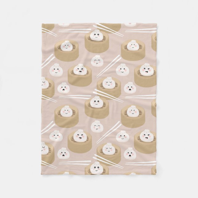 Couverture Polaire Cute Kawaii Dumplings Baguettes en vapeur (Devant)