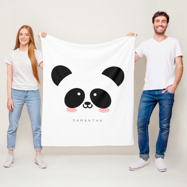 Couverture Polaire Cute Kawaii Panda| Ajouter votre nom (En situation)