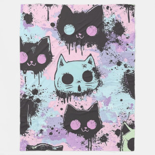 Couverture Polaire Cute Kawaii Pastel Goth Chat Déplaisant
