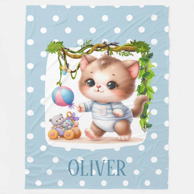 Couverture Polaire Cute Kitten Polka Point Élégant (Devant)