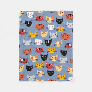 Couverture Polaire Cute Kitty Chat Bleu