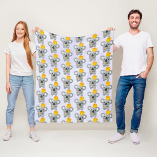 Couverture Polaire Cute Koala dans une couronne d'or