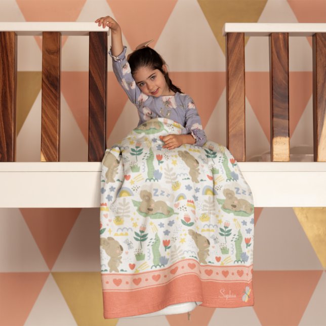 Couverture Polaire Cute Koala Motif avec petit nom de fille en rose (Créateur téléchargé)