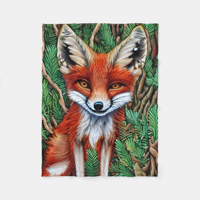Couverture Polaire Cute Little Wilderness Fox (Devant)