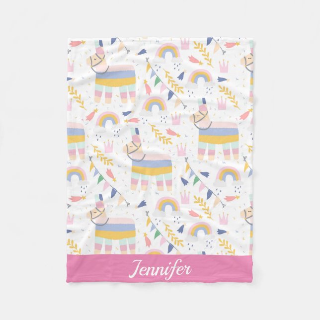 Couverture Polaire Cute Llama personnalisée Rainbow Baby Nursery (Devant)
