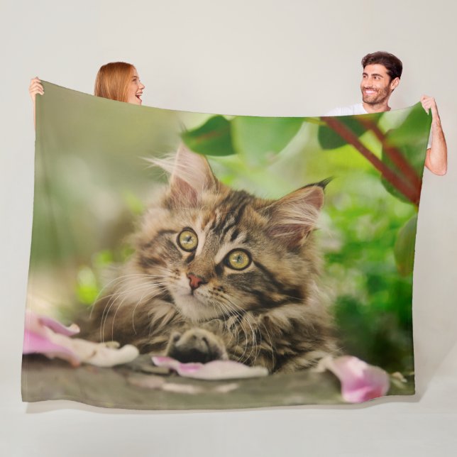 Couverture Polaire Cute Maine Cute Maine Coon Kitten dans un jardin (En situation)