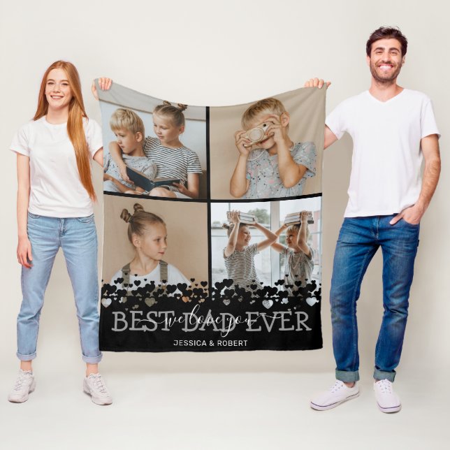 Couverture Polaire Cute Meilleur Papa Jamais Photo Collecte Blanche T (En situation)
