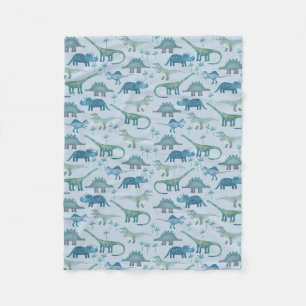 Couverture Polaire Cute Motif de dinosaure bleu préhistorique