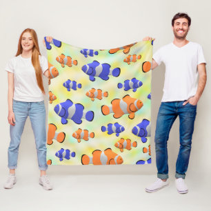 Couverture Polaire Cute Motif de poisson-clown bleu-orange
