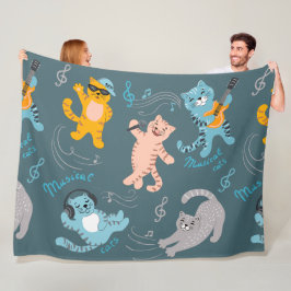 Couverture Polaire Cute Musical Chats Motif Chambre Enfants