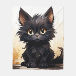 Couverture Polaire Cute noir Chat aquarelle Art