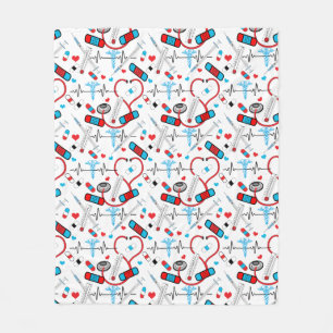 Couverture Polaire Cute Nurse Docteur EKG Motif de stéthoscope
