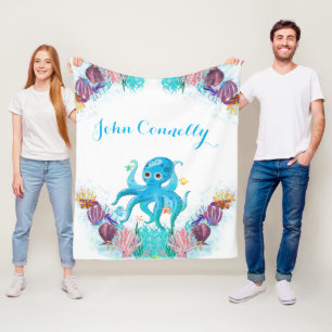 Couverture Polaire Cute Ocean Sea boy Octopus coloré