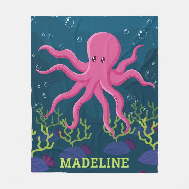 Couverture Polaire Cute Octopus Océan marin Enfants personnalisés (Devant)