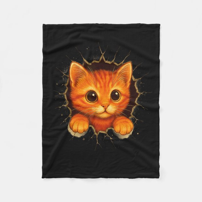 Couverture Polaire Cute Orange Kitten Cracks Mug Wall Funny Cat Lover (Devant)