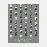 Cute Panda Bear Bambou Motif Grey Nom personnalisé