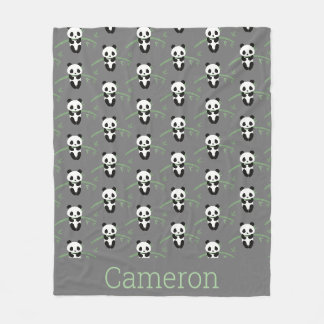 Couverture Polaire Cute Panda Bear Bambou Motif Grey Nom personnalisé