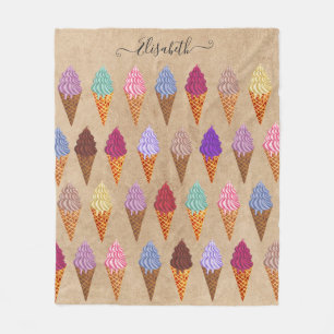 Couverture Polaire Cute Pastel Aquarelle Crème glacée Baby Girl Nurse
