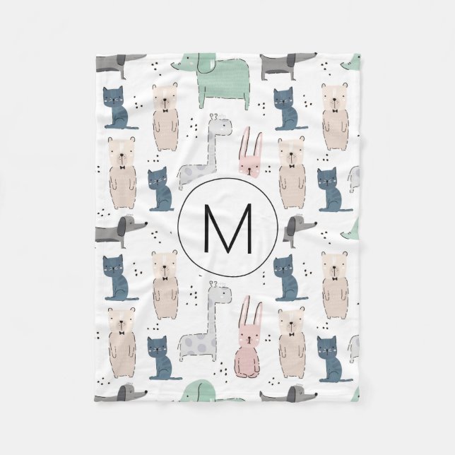 Couverture Polaire Cute Pastel Baby Motif animal (Devant)