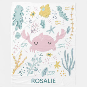Couverture Polaire Cute Pastel Crabe Sous L'Eau Scène Personnalisée