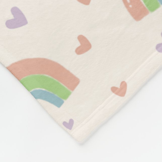 Couverture Polaire Cute Pastel Rainbow et Motif de coeur (Coin)