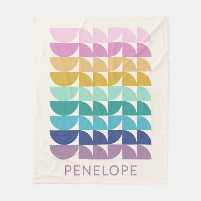 Couverture Polaire Cute Pastel Rainbow Formes géométriques personnali (Devant)