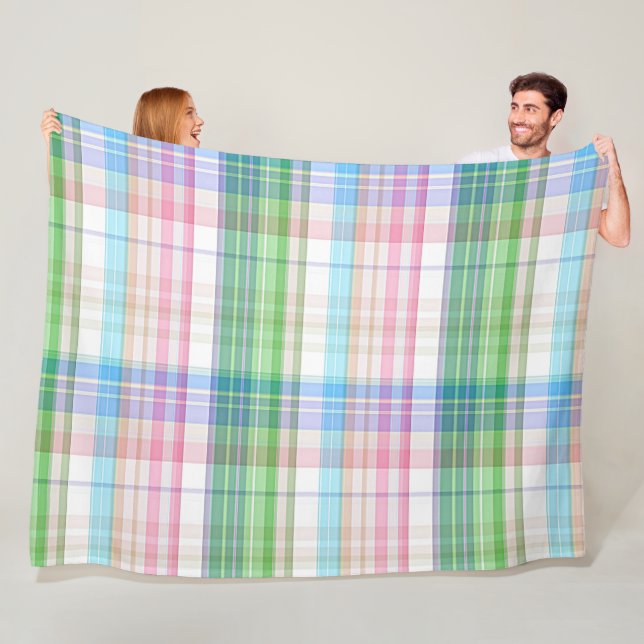 Couverture Polaire Cute Pastel Rose bleu vert Tartan Plaid Motif (En situation)