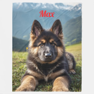 Couverture Polaire Cute Personnalisé Berger Allemand Blanche en polai