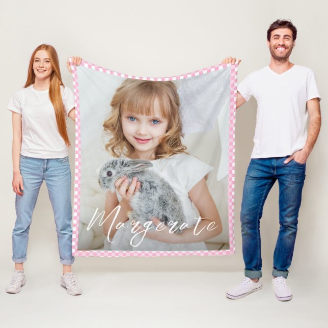 Couverture Polaire Cute Photo Fleece Blanche Avec Un Nom (En situation)